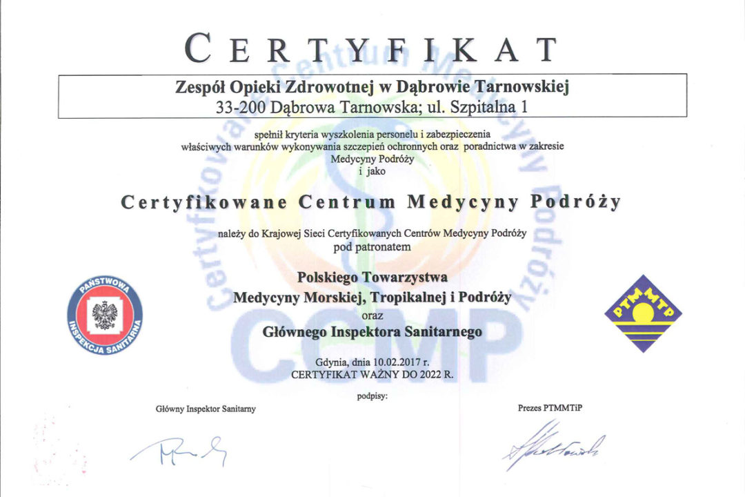 Certyfikowane Centrum Medycyny Podróży